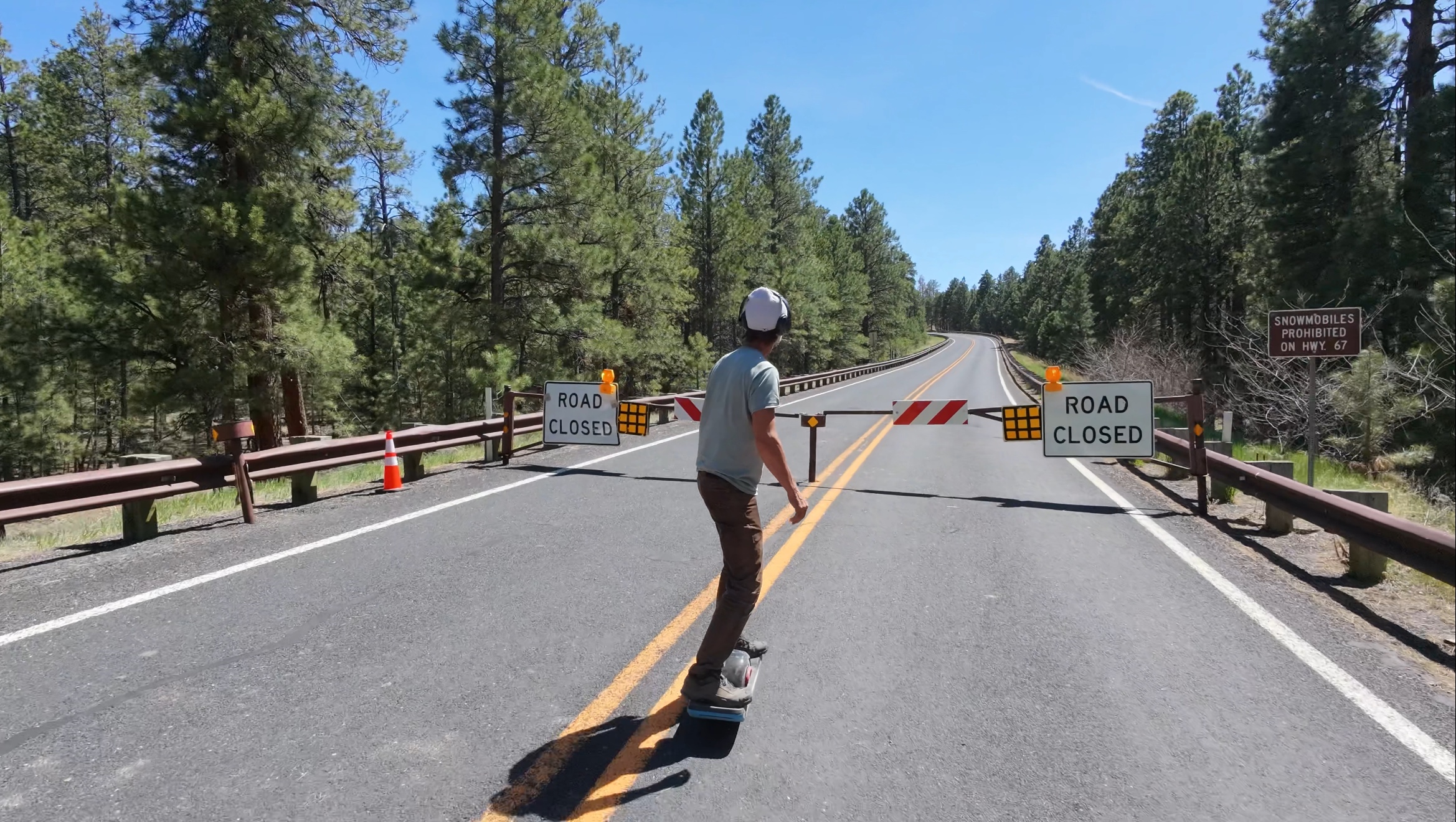 On a OneWheel on Route 67, closed until Friday